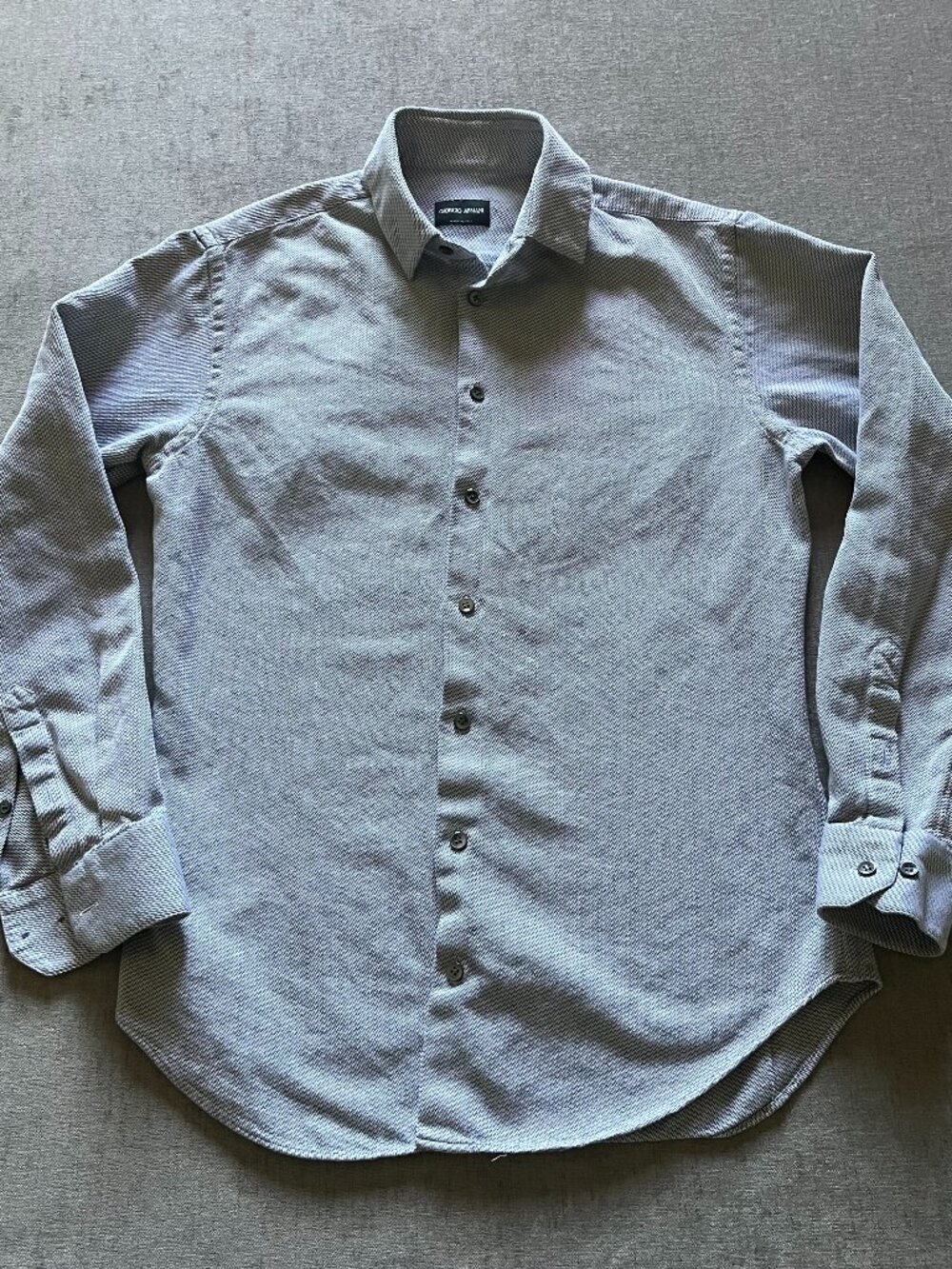 Giorgio Armani Button Up Dress Shirt Men 15.5/39 Gray Long Sleeve Cotton Italy